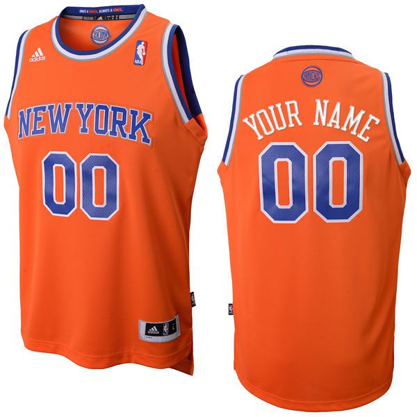 Men Adidas New York Knicks Custom Replica Alternate Orange NBA Jersey